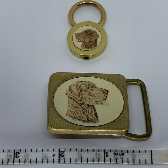 Vintage Barlow Brass Labrador Buckle & Key Ring - Picture 3 of 3